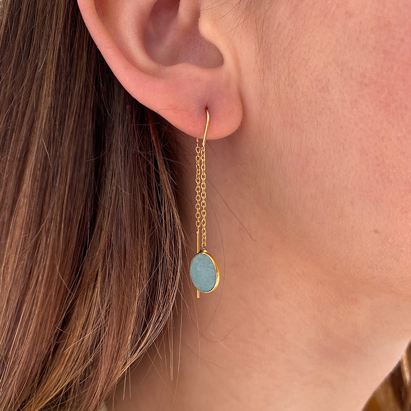 Boucles d'oreilles Dorées Pendantes pierres fines