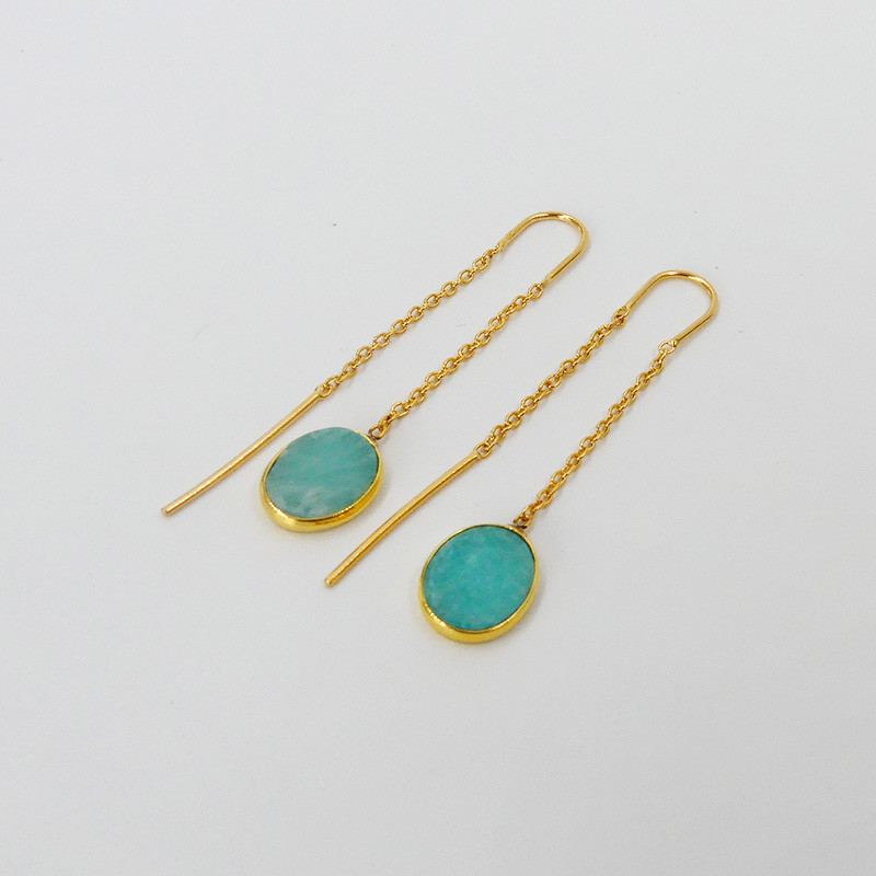Boucles d'oreilles Dorées Pendantes pierres fines