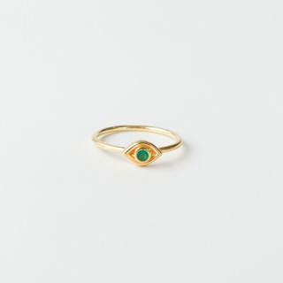Bague Dorée Oeil Onyx Vert