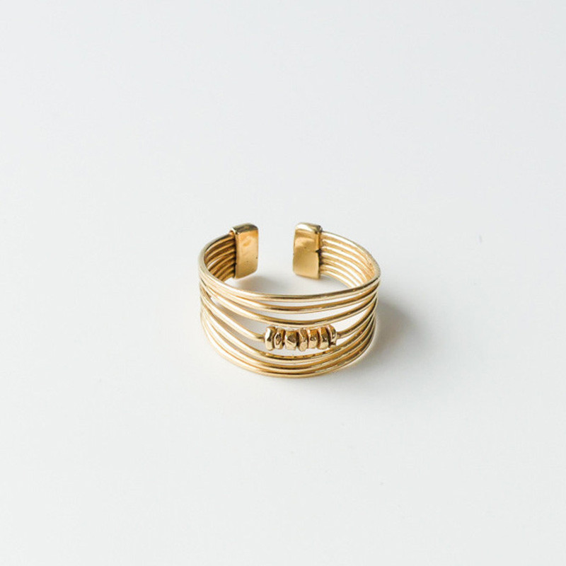 Bague Dorée multi-rangs Pyrite