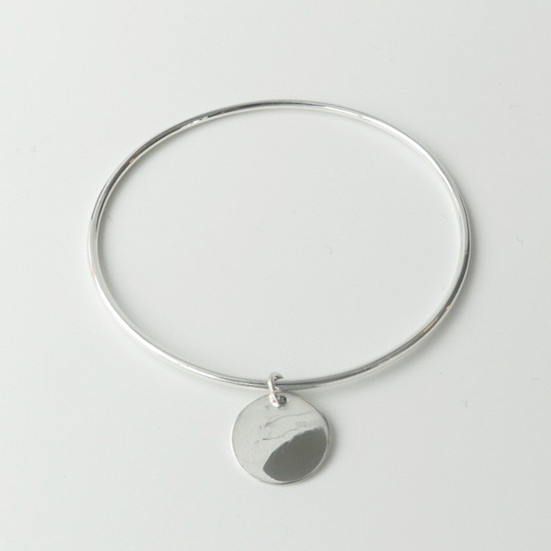 Jonc Argent Petite Médaille 15 mm