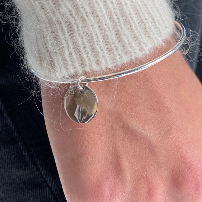 Jonc Argent Petite Médaille 15 mm