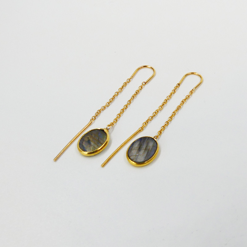 Boucles d'oreilles Dorées Pendantes pierres fines