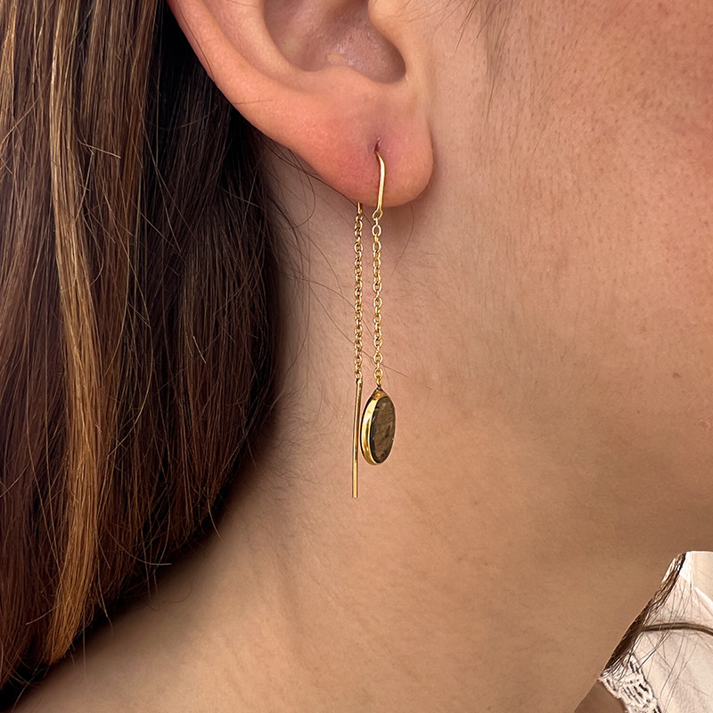 Boucles d'oreilles Dorées Pendantes pierres fines