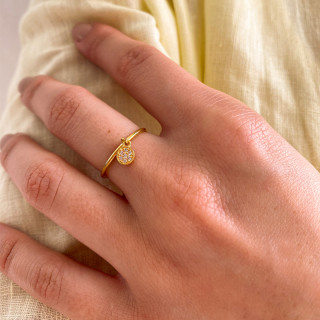 Bague Dorée pampille strass