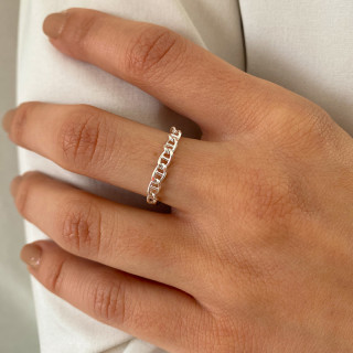 Bague Argent chaine demi-cercle