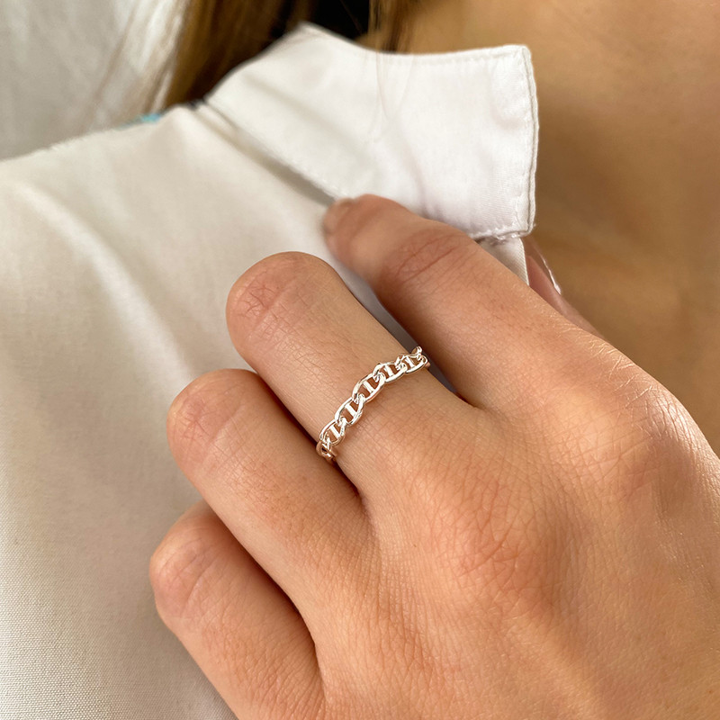 Bague Argent chaine demi-cercle