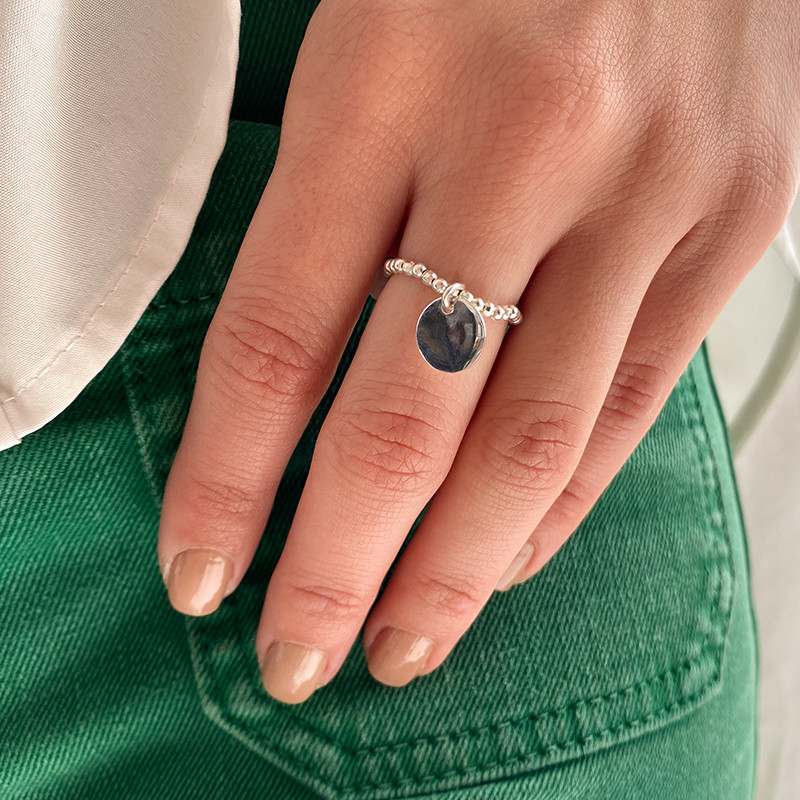 Bague Argent élastique et médaille