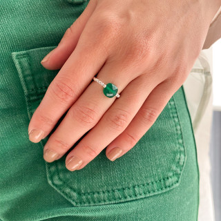 Bague Argent élastique et petite pierre fine