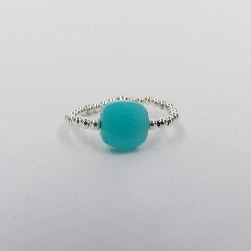 Bague Argent élastique et petite pierre fine