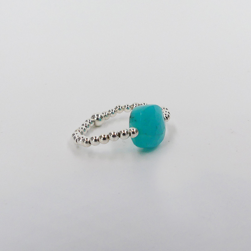 Bague Argent élastique et petite pierre fine