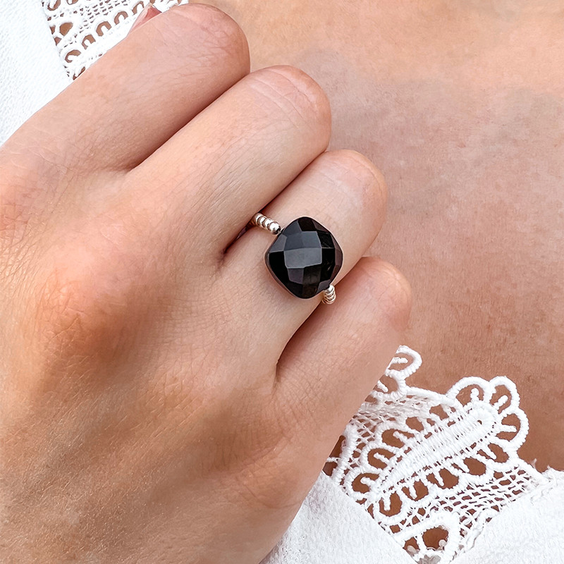 Bague Argent élastique et pierre fine
