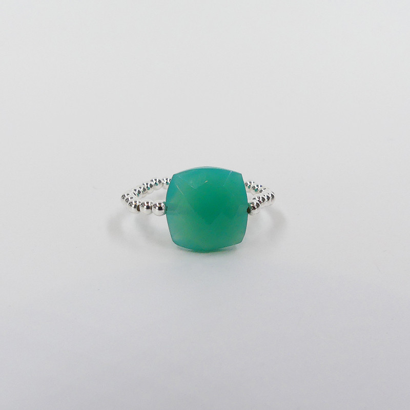 Bague Argent élastique et pierre fine