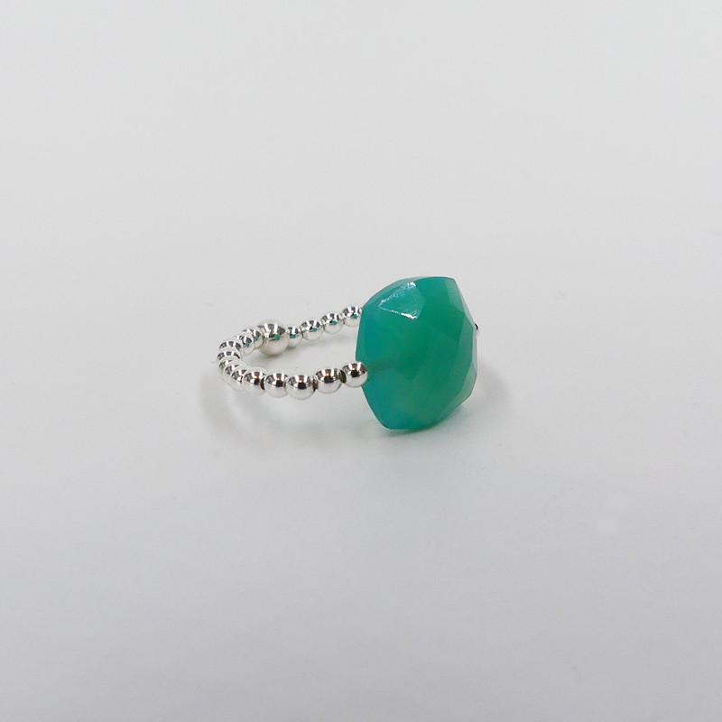 Bague Argent élastique et pierre fine