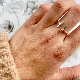 Bague Argent Double Barre