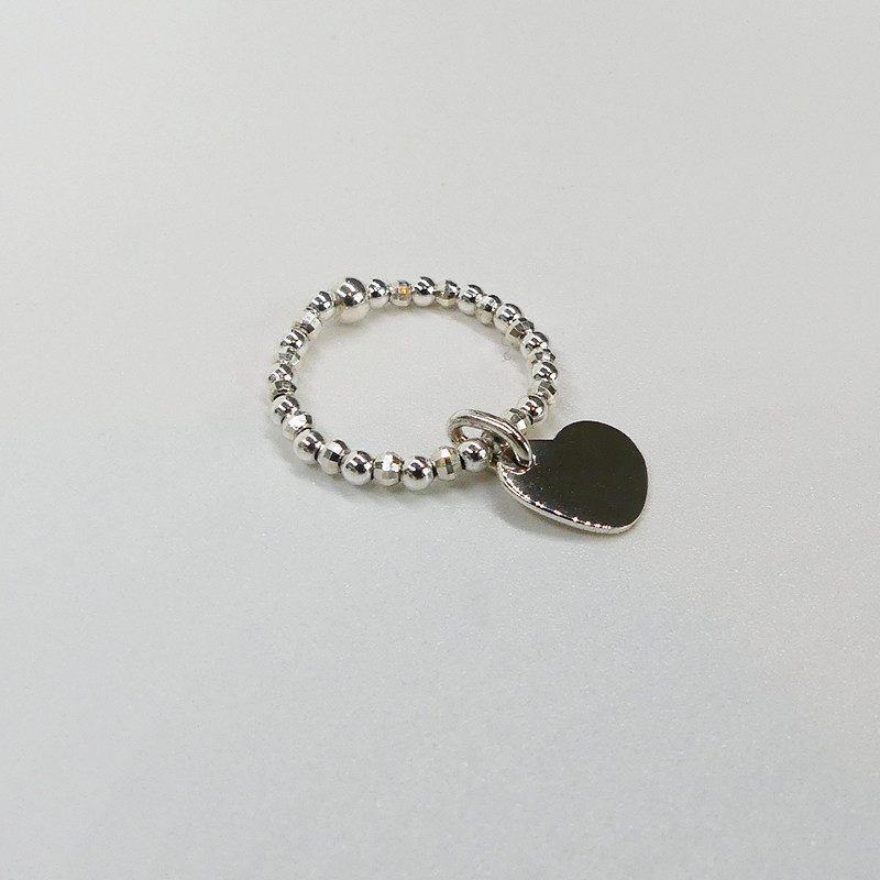 Bague Argent élastique petit coeur