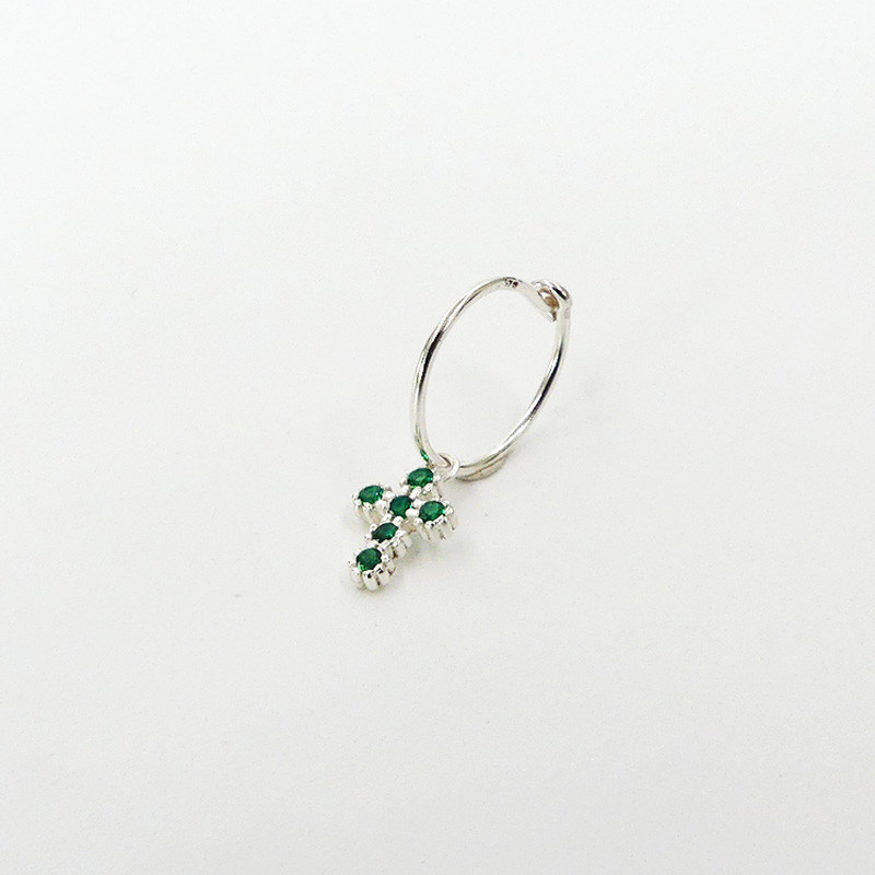 Boucle à l’unité Argent Croix Strass