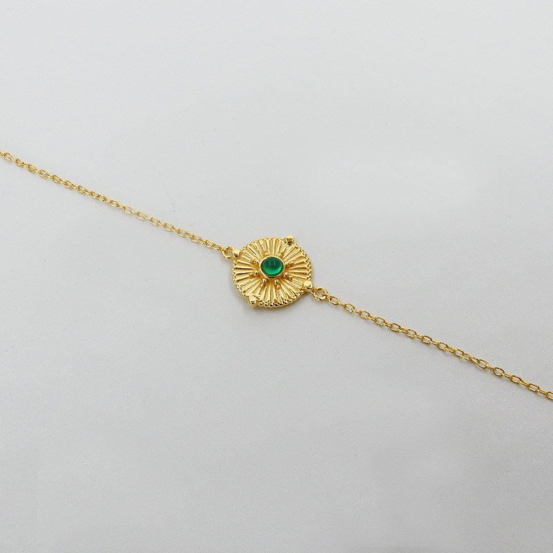 Bracelet Doré Rose des Vents Onyx Vert