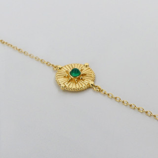 Bracelet Doré Rose des Vents Onyx Vert