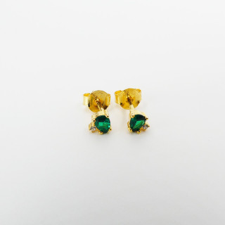 Clous d'oreilles dorés strass vert