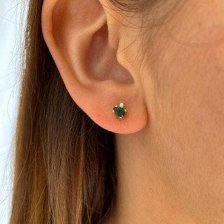 Clous d'oreilles dorés strass vert