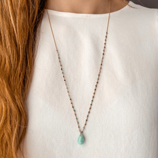 Collier Doré Turquoise goutte pierre