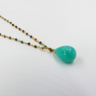 Collier Doré Turquoise goutte pierre