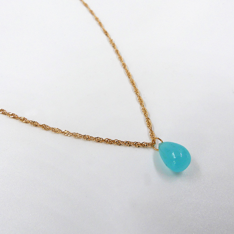 Collier Plaqué or goutte Aqua