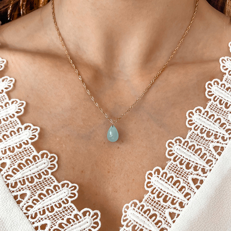 Collier Plaqué or goutte Aqua