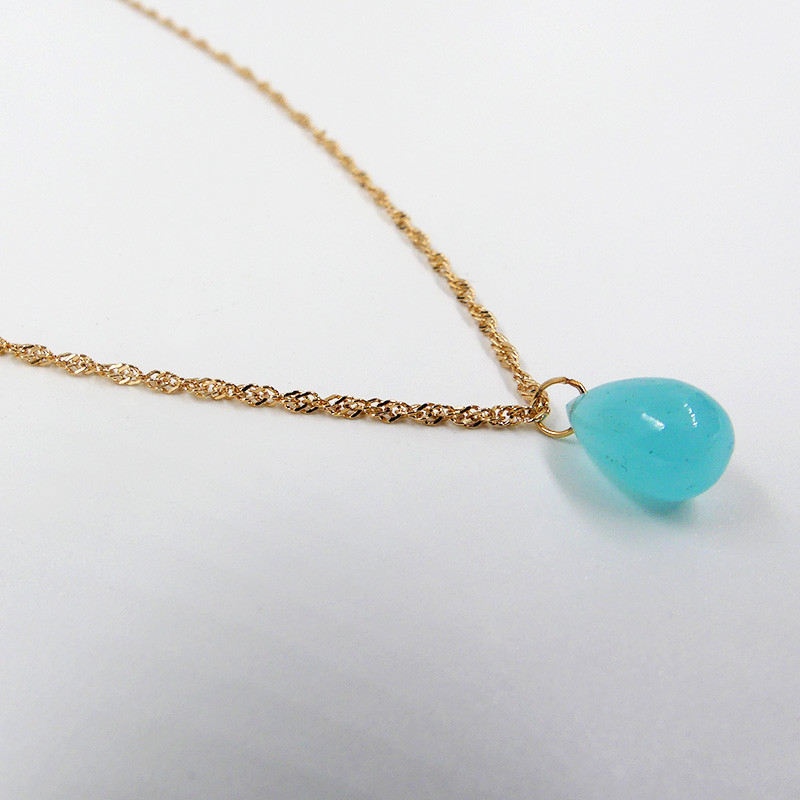 Collier Plaqué or goutte Aqua