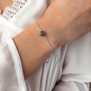 Bracelet Argent petit trèfle pierre fine