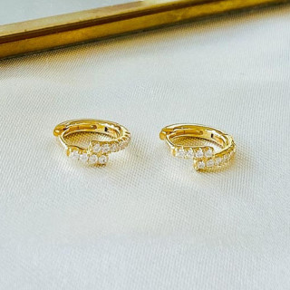 Mini Créoles Dorées Strass Zigzag