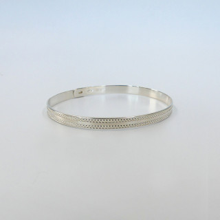 Jonc Ajustable Argent Double Pointillés