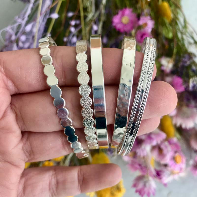 Jonc Ajustable Argent Pointillés