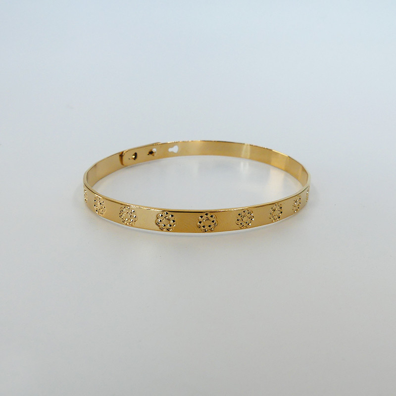 Jonc Ajustable Plaqué Or Fleur