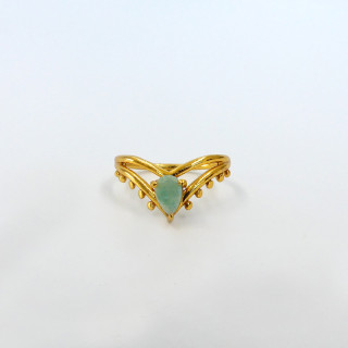 Bague Dorée double V Amazonite