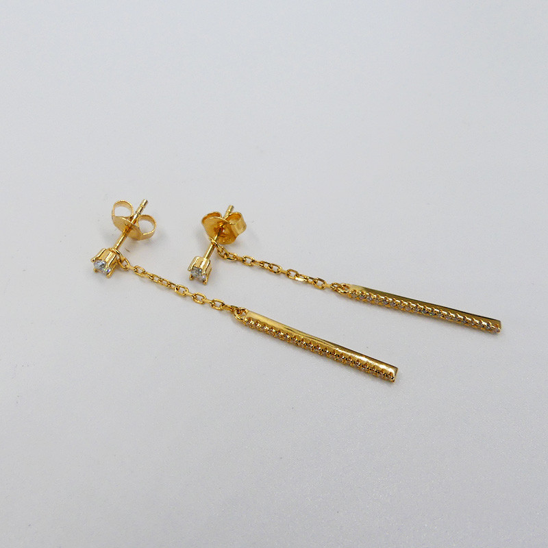 Boucles d'oreilles Dorées barre strass