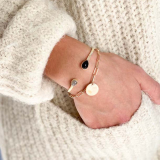 Bracelet Plaqué Or maille allongée avec médaille