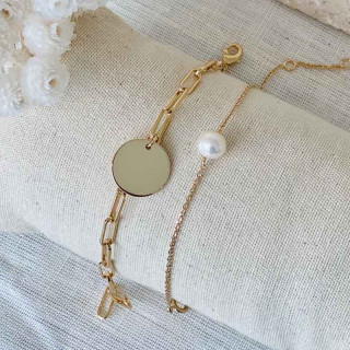 Bracelet Plaqué Or maille allongée avec médaille