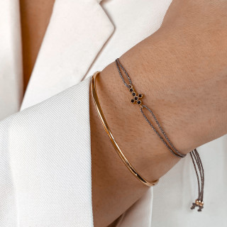 Bracelet Cordon croix strass noir