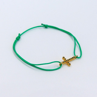 Bracelet Cordon Doré Croix strass