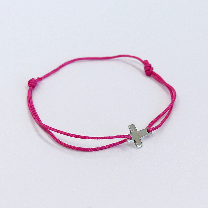 Bracelet Cordon Argent Croix