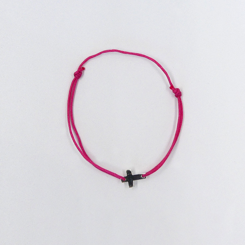 Bracelet Cordon Argent Croix