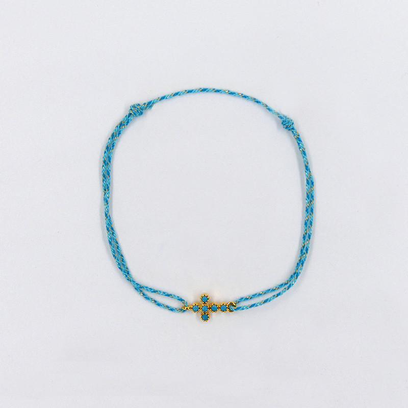 Bracelet Cordon petite croix strass