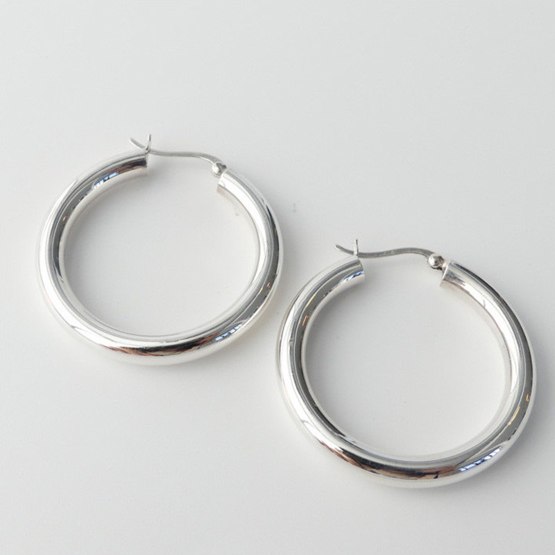 Créoles Argent Bouées 40 mm