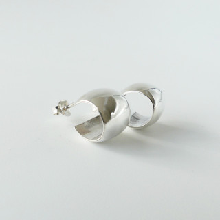 Créoles Argent Larges Bombées 10 x 12 mm