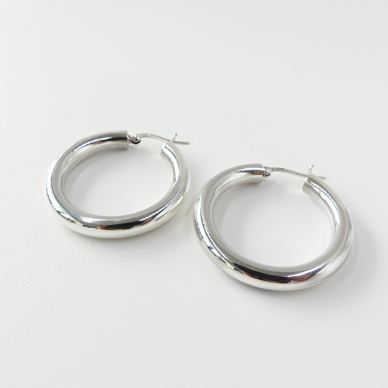 Créoles Argent Bouées 45 mm