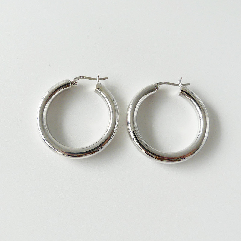 Créoles Argent Bouées 45 mm