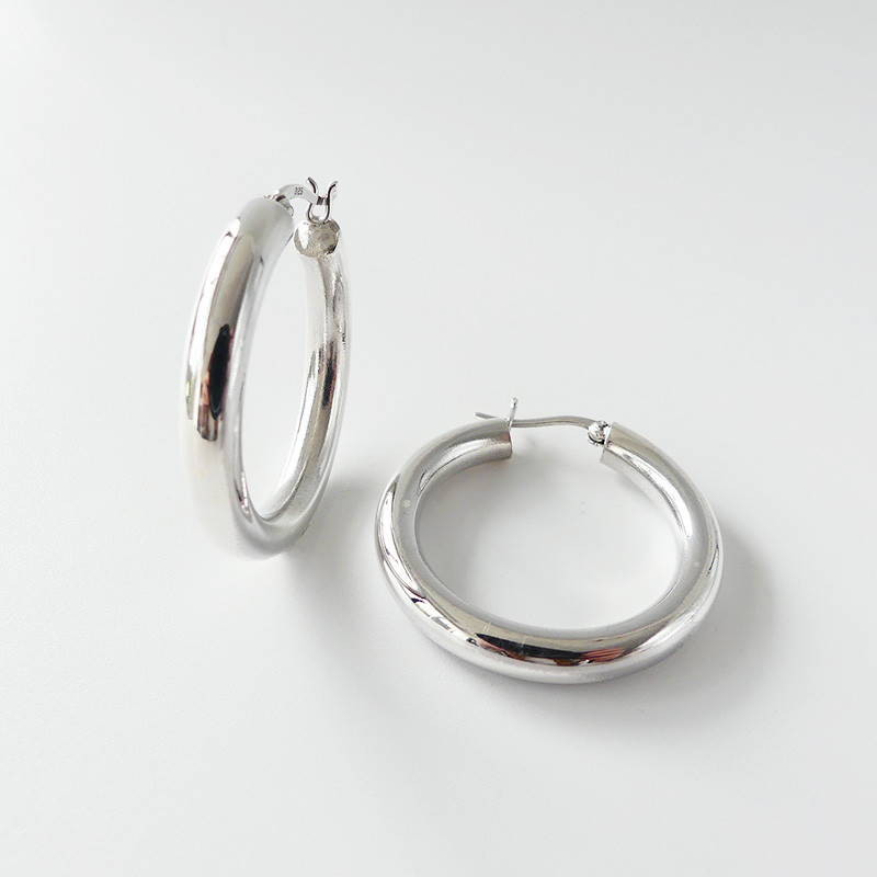 Créoles Argent Bouées 45 mm