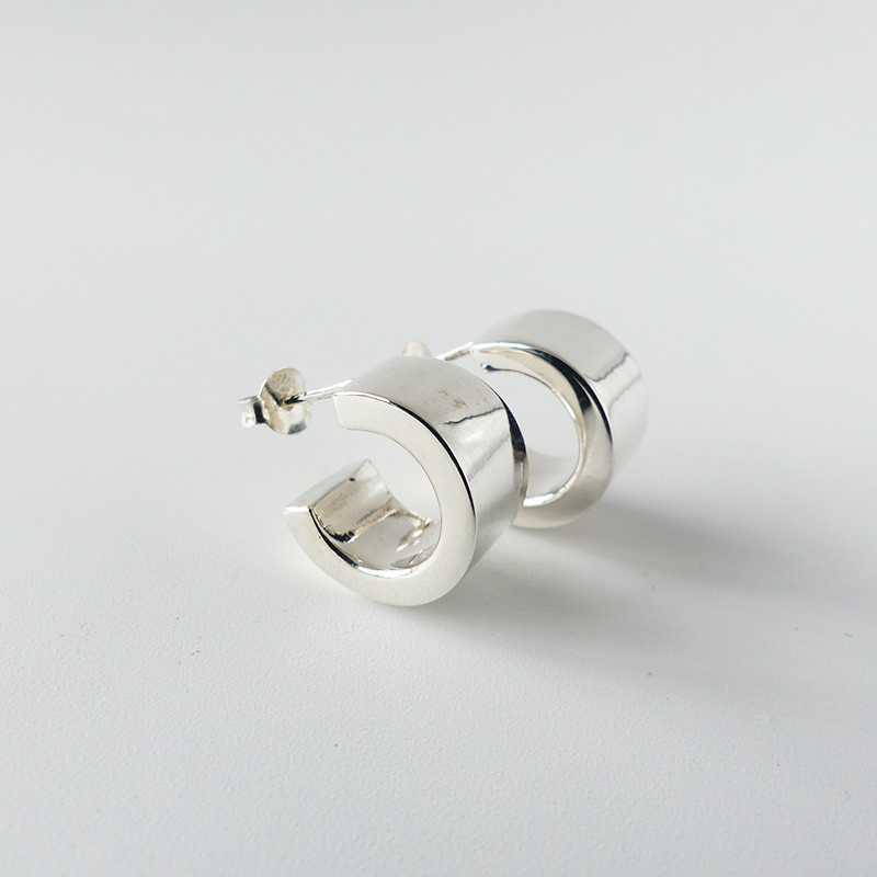 Minis créoles Argent épaisses 8 x 14 mm
